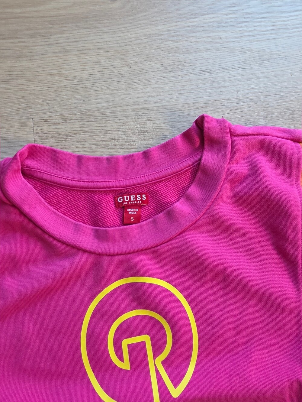 GUESS Colorblock Logo Tee Dress - Yellow, Fuchsia, Orange - Picture 2 of 5